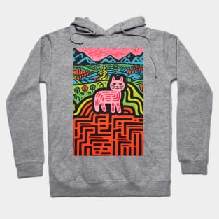 Riso-graphic Cat's Joyful Field Hoodie